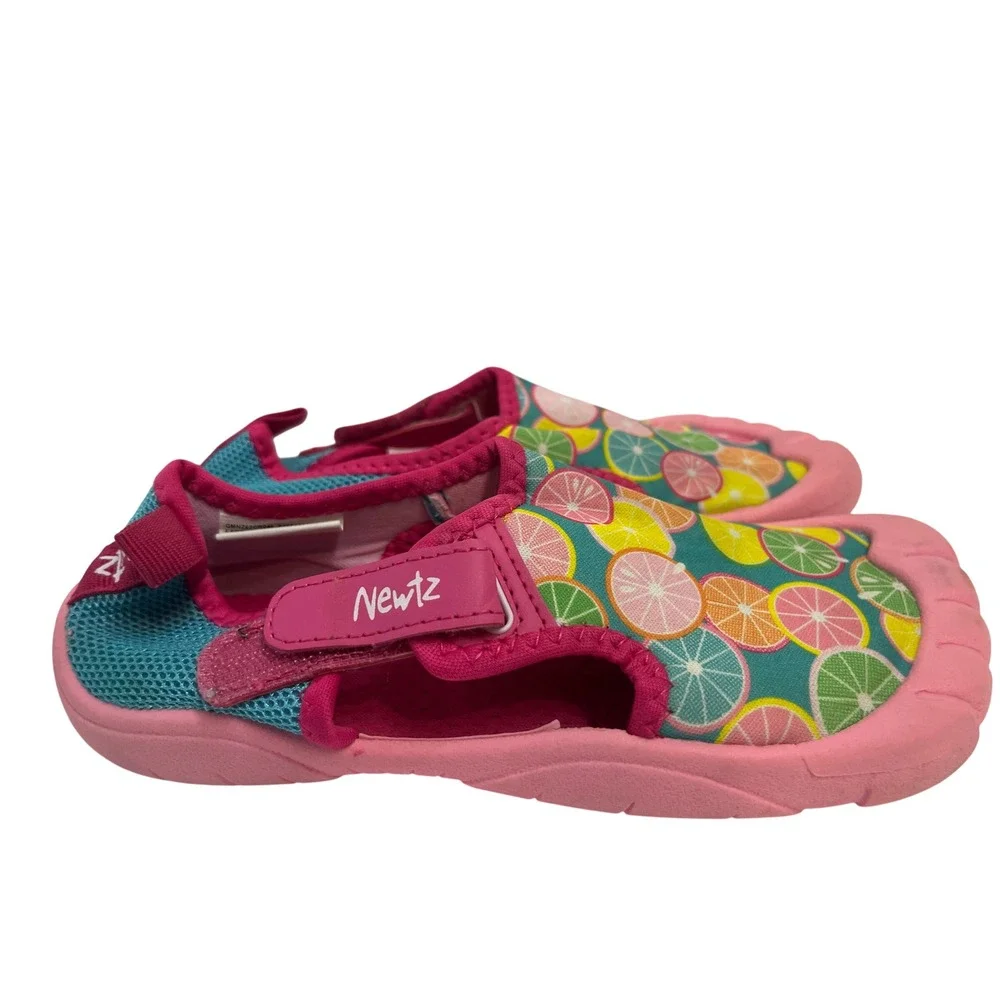 Newtz Kids Water Shoes Pink Teal Citrus Fruit Print Size 13/1 GMNZ62CR046